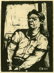 Prisionero de guerra de Wang Shu-i. Grabado en madera, en "Woodcuts of war-time China 1937-1945", Shanghai