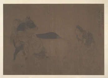 Washing a Horse (hoja de álbum; tinta sobre seda)