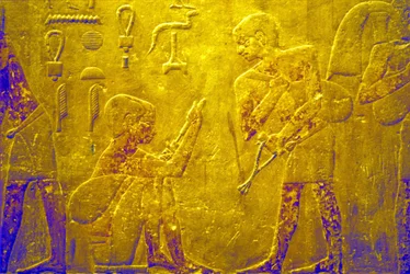 Antiguo Egipto, Pintura mural, Mastaba/Tumba de Ti, Saqqara, V Dinastía, Mercado (foto)
