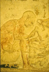 Antiguo Egipto, Pintura mural, Tumba de Petosiris, Tuna el Gebel, 300 a.C., Escultor (foto)