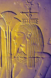 Antiguo Egipto, Pintura mural, Dios del Nilo trae ofrendas de flores de loto, Templo de Seti I, Abidos