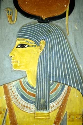 Antiguo Egipto, Pintura mural, Diosa Isis, Diosa de la fertilidad, Tumba de Horemheb, Tumba de los Nobles de Tebas (foto)