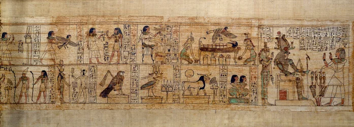 Arte egipcio antiguo: Papiro mitológico de Serimen (detalle)