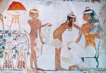 Pintura funeraria egipcia que representa los preparativos de una fiesta