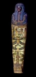Antigüedad egipcia: tapa del sarcófago de Jedkhonsouioufankh (Djedkhonsouiouefankh), alrededor de 750 a.C., Museo del Louvre - Antigüedad Egipcia: tapa del sarcófago de Djedkhonsouioufankh (Djedkhonsouioufankh), alrededor de 750 a.C., Museo del Louvre, Par