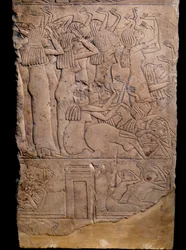 Antigüedad egipcia: tumba memphita de Horemheb en Saqqarah (Sakkarah o Saqqara), relieve: llanto en el funeral de Horemheb. XVIII dinastía (circa 1550-1295 a.C.)