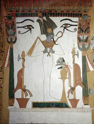 Luxor, Tebas: Deir El Medineh, pueblo y necrópolis de artesanos. Tumba de Sennedjem: El dios Osiris, símbolo del renacimiento espiritual de un muerto.