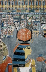 Luxor, Tebas: Valle de los Reyes, tumba de Horemheb (-1343 - -1314), faraón egipcio en la que aparece la diosa Isis.