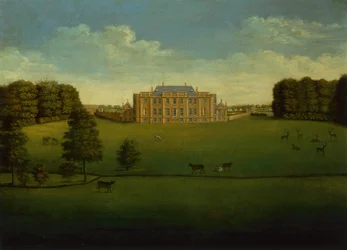Una perspectiva de Gautby Hall, Lincolnshire desde el otro lado del lago