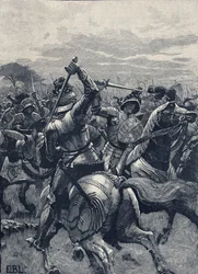 Batalla de Bosworth Field, 22 de agosto de 1485, Guerras de las Rosas (litografía)