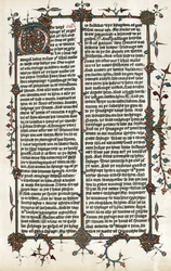 Copia de una página del Evangelio de San Marcos, traducción de la Biblia al inglés realizada por Wycliffe hacia 1400 (impresión)