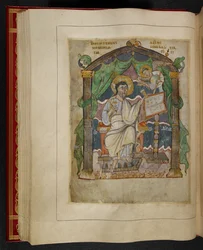 Retrato evangelista de San Mateo de los Evangelios de Æthelstan (también conocidos como Evangelios de la Coronación)