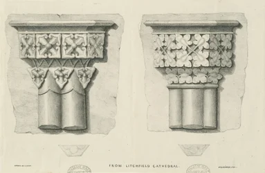 Interior de la Catedral de Lichfield - Follaje Tallado (litografía, s/f [?siglo XIX])