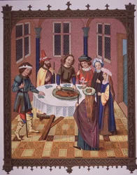 Ceremonia de la Pascua judía (litografía en color)