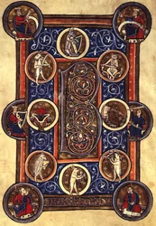 Lansdowne 420 fol.12v Salmo I con inicial habitada 