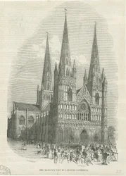 Catedral de Lichfield - Fachada Oeste: grabado en madera, nd [1843]
