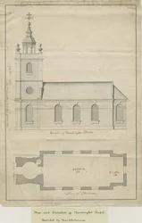 Iglesia de Marchington - Elevación Exterior y Plano Interior
