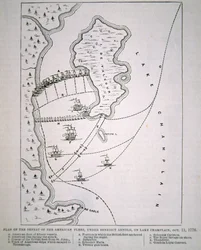 Plano de la derrota de la flota americana en el lago Champlain