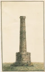 Wolverhampton - Pilar Sajón en el Cementerio de la Iglesia de San Pedro: pintura en acuarela, nd [?finales del siglo XVIII]