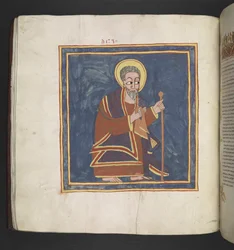 O. 481, f.45v Aaron.Octateuco, Evangelios y obras eclesiásticas.Un manuscrito etíope.Finales del siglo XVII