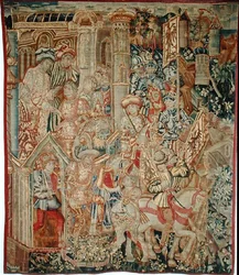 El emperador Tito Vespasiano (AD 9-79) ordenando a su hijo, Tito (AD 38-91), regresar a Jerusalén
