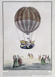 Máquina aerostática en el Jardín de las Tullerías en 1783