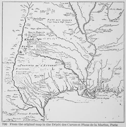 América colonial: mapa de Luisiana, Nueva Francia