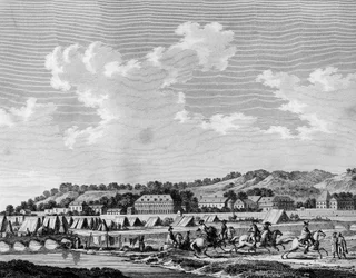 Revolución francesa y movimientos contrarrevolucionarios: declarado traidor a la nación, Gilbert du Motier de La Fayette (1757-1834) abandonó en secreto el campamento ante Sedán el 19 de agosto de 1792 con César de Latour-Maubourg (Latour-Maubourg)