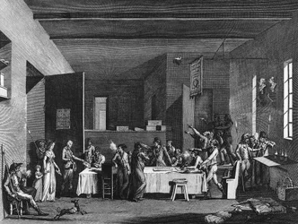 Revolución francesa y movimiento antirrevolucionario: Interior de un comité revolucionario bajo el terror año 1793-1794. París, Biblioteca del Instituto de Historia de la Revolución