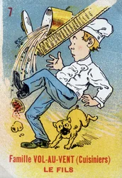 Juego de las Siete Familias: El hijo de la Familia Vol-au-Vent (Cocineros). Museo de la Carta a Jouier, Issy-les-Moulineaux