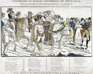 Ceremonia de carne de res gras durante el carnaval en París