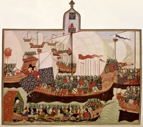 Harley 4379 f.60v Expedición del duque de Borbón a Berbería, ejecutada por Jean Froissart (c.1333-c.1404) en París para el historiador francés Philip de Commines (1445-1509) (facsímil)