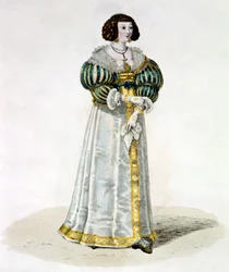 Louise de La Fayette alias Madame de Lafayette (grabado en color)