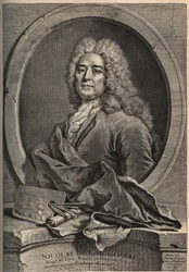 Retrato de Nicolas de Largillierre (Largillier) (1656-1746) pintor francés grabado por Dupuis después de la pintura de Gueuslain