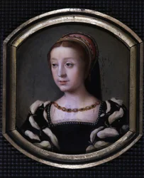 Renata de Francia (1510-1575), Duquesa de Chartres y Montargis luego Ferrara, hija menor de Luis XII y Ana de Bretaña. copia por M. Juilleau