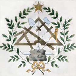 Representación de los diversos emblemas masónicos