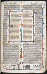 Royal 10 E. IV, f.145 Una escena de bas-de-page de un hombre visitando a un panadero, de las 