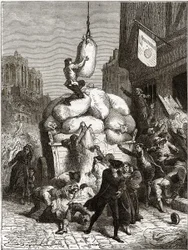 La Guerra de las Harinas: Saqueo de panaderías en París, alrededor de 1775 (primeros frutos de la Revolución Francesa)