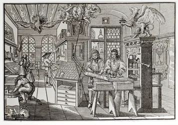 Interior de una imprenta en Núremberg