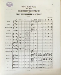 Partitura de «Die Hochzeit des Camacho» de Felix Mendelssohn