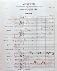 Partitura de la Apertura de "Manfred" (opus 115) por el compositor alemán Robert Schumann