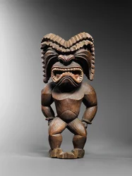 Figura hawaiana, estilo kona, que representa al dios de la guerra, ku ka ’ili moku, c.1780-1820