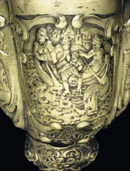 Copa de nautilus montada, Nagyszeben, mediados del siglo XVII (detalle)
