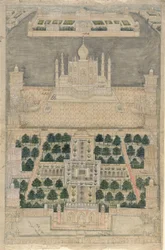 Vista aérea del Taj Mahal en Agra
