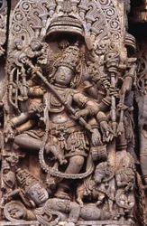 Talla del dios Shiva matando a Andhakasura (piedra)