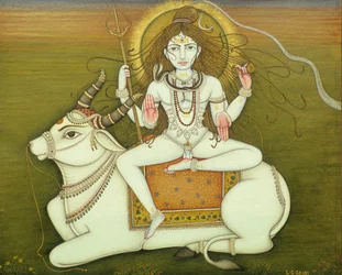 Dios Shiva Desnudo, Pintura en miniatura sobre papel