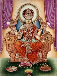 Pintura en miniatura de la diosa Lakshmi sobre marfil