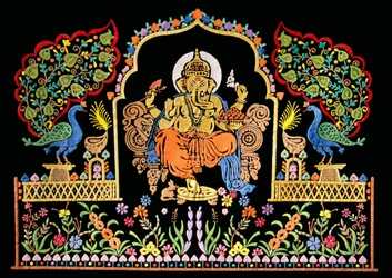 Lord Ganesha Ganpati bordado en terciopelo