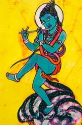 Pintura Batik Lord Krishna Kaliya Mardhan