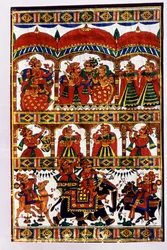 Pintura sobre tela en miniatura, India